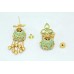 Designer dangle long jhumki Earrings Gold Plated uncut white Stones metal beads